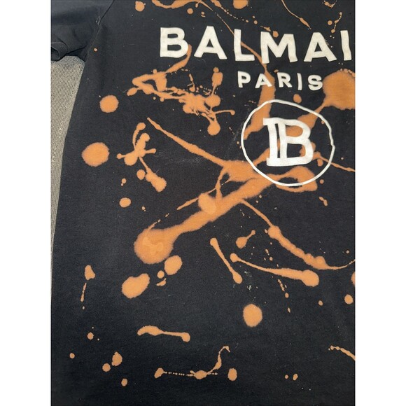 Distressed BALMAIN black white B logo gold military buttons tshirt FR34 XXS - Picture 7 of 16